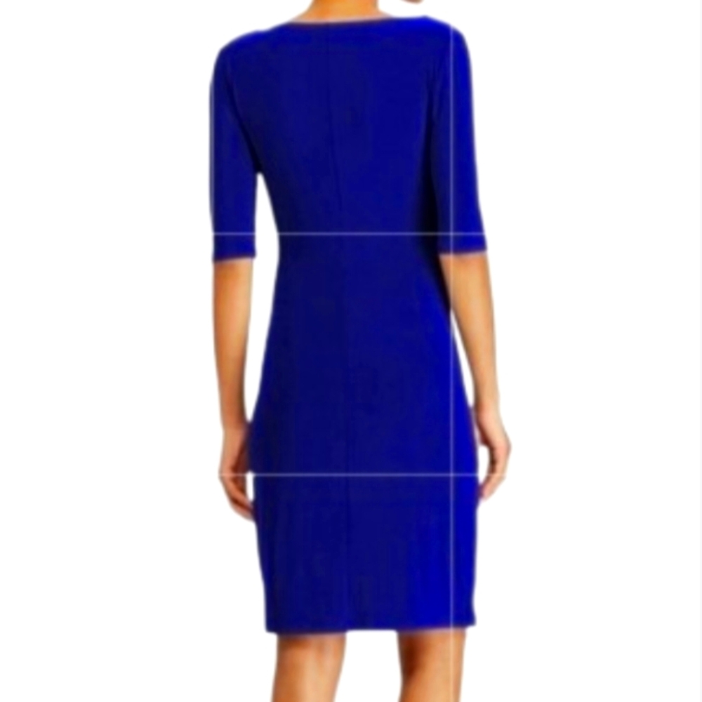 Ralph Lauren Blue Sheath Dress with Button Neckline